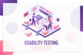 Usability testing isometric landing page vector template Royalty Free Stock Photo