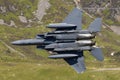 USAF F-15E Strike Eagle flying through the Mach Loop Royalty Free Stock Photo