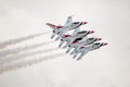 USAF F-16 Thunderbirds in Tight Formation Royalty Free Stock Photo