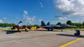 USAF Lockheed Martin F22 Raptor on display at Singapore Airshow Royalty Free Stock Photo