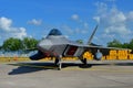 USAF Lockheed Martin F22 Raptor on display at Singapore Airshow Royalty Free Stock Photo