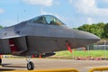 USAF Lockheed Martin F22 Raptor on display at Singapore Airshow Royalty Free Stock Photo