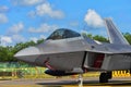 USAF Lockheed Martin F22 Raptor on display at Singapore Airshow Royalty Free Stock Photo