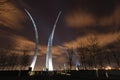 USAF Memorial Spires Illuminated Washington DC Royalty Free Stock Photo