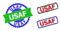 USAF Rosette and Rectangle Bicolor Stamp Seals with Unclean Styles