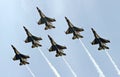 USAF Thunderbirds in a delta formation Royalty Free Stock Photo