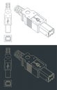 USB-B Plug blueprints Royalty Free Stock Photo