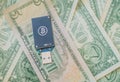 USB Bitcoin miner on top of American money