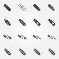 USB black icons set Royalty Free Stock Photo