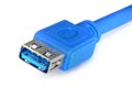 Usb 3.0 blue cable is isolated on white background Royalty Free Stock Photo