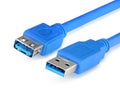 Usb 3.0 blue cable is isolated on white background Royalty Free Stock Photo