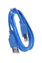 Usb blue computer cable Royalty Free Stock Photo