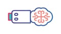 USB Brain Drive for Data and Cognitive Technology, vector design Generative AI Royalty Free Stock Photo
