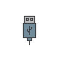 USB cable connector cord filled outline icon