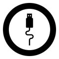 USB cable connector type A data icon in circle round black color vector illustration image solid outline style Royalty Free Stock Photo