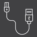 USB cable line icon, connector and charger Royalty Free Stock Photo