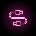 Usb cable neon icon. Simple thin line, outline vector of computer parts icons for ui and ux, website or mobile application Royalty Free Stock Photo