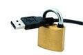 USB cable and Padlock Royalty Free Stock Photo