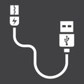 USB cable solid icon, connector and charger Royalty Free Stock Photo