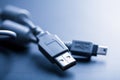 Usb cable toned blue Royalty Free Stock Photo