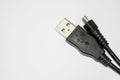 USB cable used to transfer data from other device to computer hard disk. Royalty Free Stock Photo