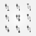 USB cables black vector icons Royalty Free Stock Photo