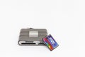 Usb card reader and memory card compact flash 32 GB. Royalty Free Stock Photo