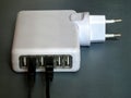 USB charger multiport with two cables Royalty Free Stock Photo