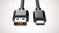 USB Connector and USB-C Cable Close-Up on White Background Royalty Free Stock Photo