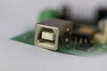USB connector on green PCB. Royalty Free Stock Photo