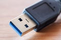 USB connector plug, macro close-up, selective focus Royalty Free Stock Photo
