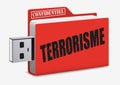 A USB key containing the confidential file on terrorist actions Royalty Free Stock Photo