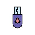 USB drive cyber attack icon. Simple color with outline vector elements of hacks icons for ui and ux, website or mobile application