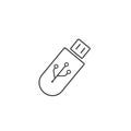 Usb drive line icon isolated on white. Vector illustration Royalty Free Stock Photo