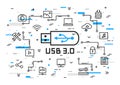 USB 3.0 elements vector illustration with colorful elements