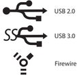 USB 2.0, 3.0 and firewire sign symbol Royalty Free Stock Photo