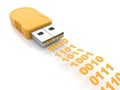 USB flash drive 3D. Transfer data. on white