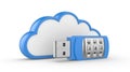 USB flash drive with combination lock and cloud Royalty Free Stock Photo