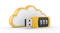 USB flash drive with combination lock and cloud Royalty Free Stock Photo