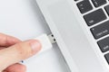 USB flash drive connect to computer Royalty Free Stock Photo