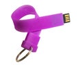 Usb Flash Drive in the form of a flexible silicone band keychain with a key ring