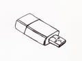 Usb flash drive hand-drawn by black marker pen Royalty Free Stock Photo