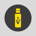 USB flash drive icon on gray background. Royalty Free Stock Photo