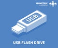 USB Flash Drive icon. Isometric template for web design in flat 3D style. Vector illustration Royalty Free Stock Photo