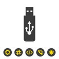 USB flash drive icon on white background. Royalty Free Stock Photo