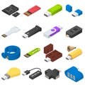 USB flash drive icons set, isometric style Royalty Free Stock Photo