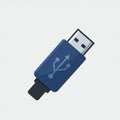USB flash drive illustration with a blue casing featuring a white USB symbol. The Royalty Free Stock Photo