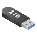 USB flash drive. Isometric new black black portable memory. Royalty Free Stock Photo