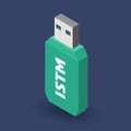 USB flash drive. Isometry. Vector isometric illustration. Flash drive. USB external drive in vertical position isolated