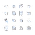 USB flash drive line icons collection. Memory, Portable, Storage, Data, Transfer, Backup, Files vector and linear